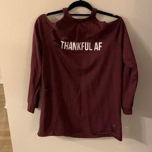 Thankful AF off the shoulder hoodie